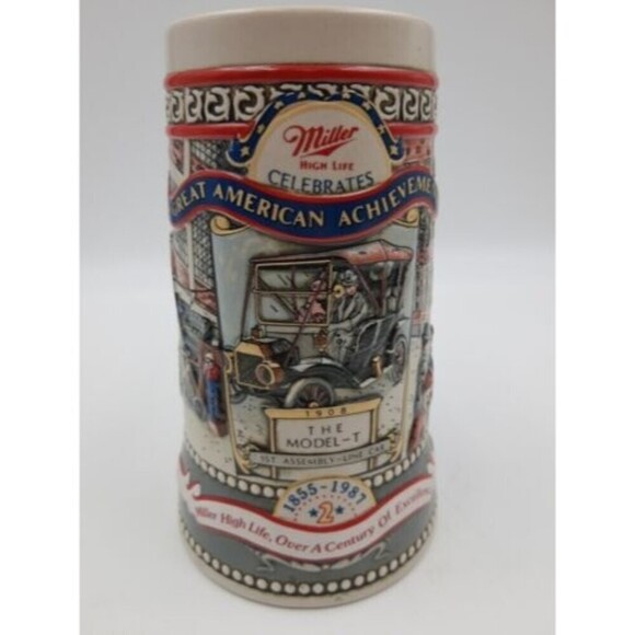 Vintage 1987 Ford Model-T Car Miller Beer Stein Mug Great American Achievements - Picture 2 of 9